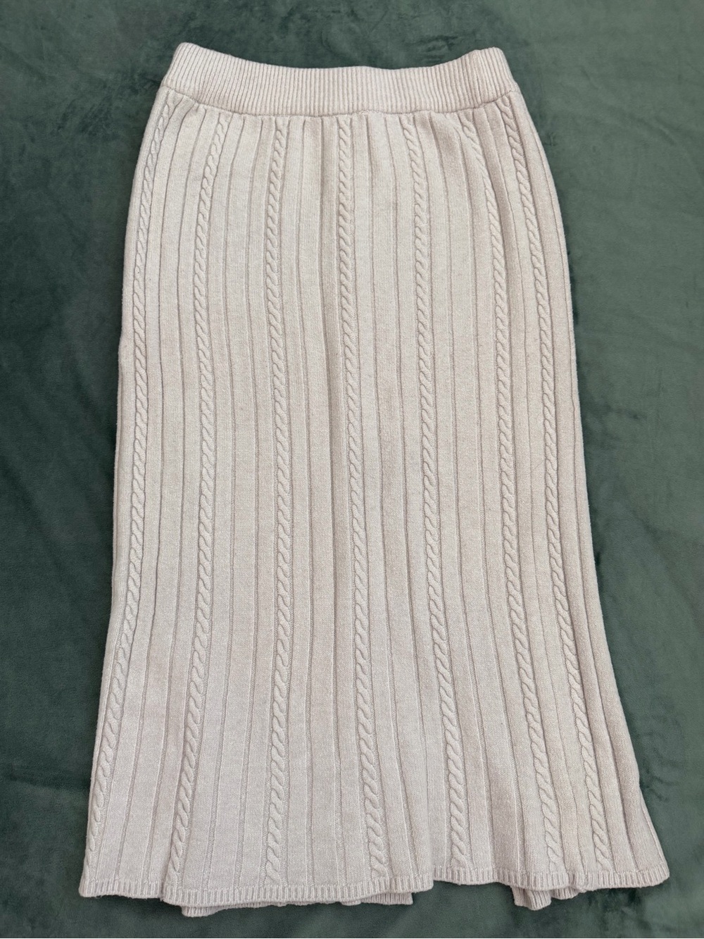 Vintage Whoops Cable Knit Midi Skirt Beige Cottagecore Grandmacore